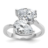 Cheryl M Sterling Silver Rhodium-plated Polished Double Pear CZ Ring